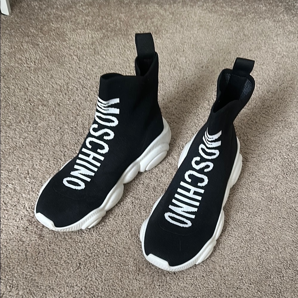 Moschino Black and White Sock Sneakers